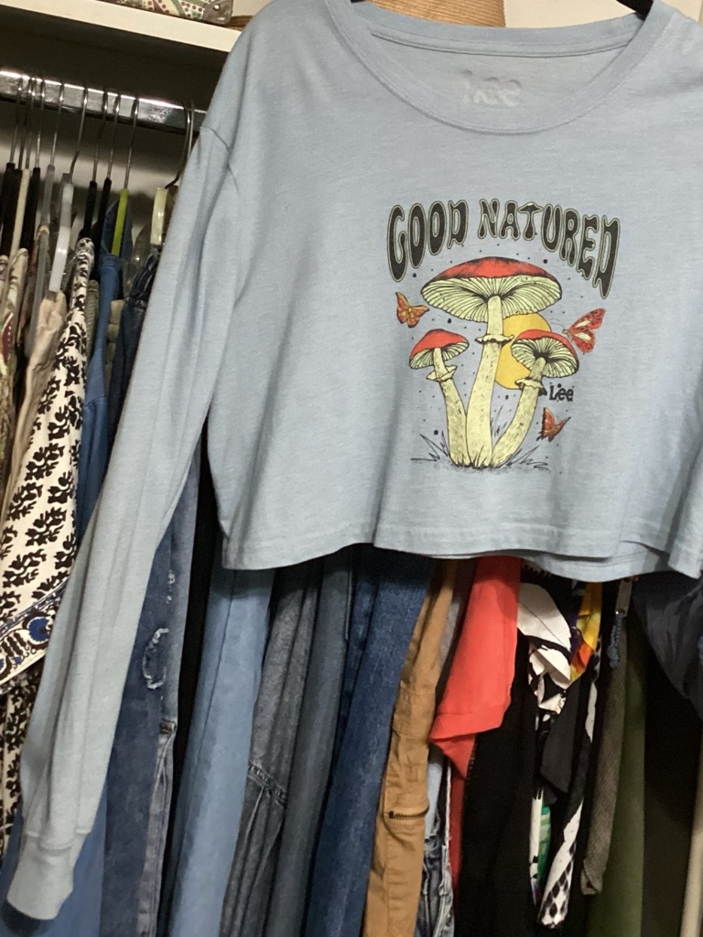 Long sleeve Midriff Top, Vintage Lee brand name.  100% soft cotton.